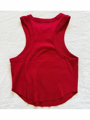 Wild Fable Red Ribbed High-Neck Cropped Tank Top thumbnail 6