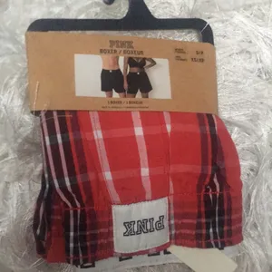 PINK - Victoria's Secret New Cotton Oversized Holiday Plaid Boxer Sleep Shorts with Fold Over Waistband thumbnail 4