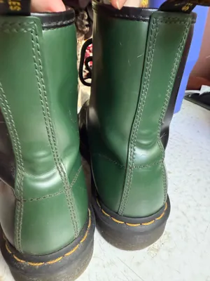 Durable leather Dr. Martens 1460 boots with a unique black, green thumbnail 3