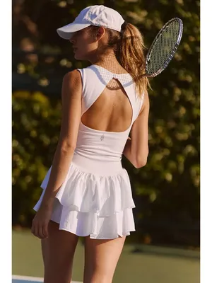 FREE PEOPLE Movement Field Day Crew Neck Sleeveless Drop Waist Skortsie in White thumbnail 10