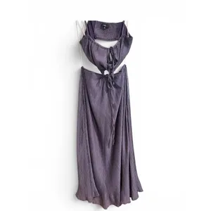 Lulus Dusty Purple Plisse‎ O-Ring Cutout Maxi Dress Womens Medium Smocked Back thumbnail 6