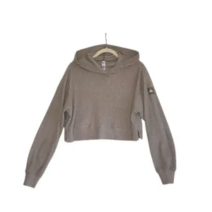 ALO YOGA Muse Ribbed Knit Cropp Hoodie Sz S Athletic Everyday Outdoor City Chic thumbnail 3