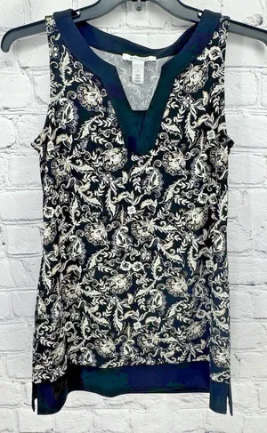 White House Black Market Top Women's S Floral Sleeveless Tunic Dressy Stretch thumbnail 1