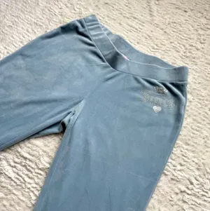 Juicy Couture Velour Track Pants Sweats Baby Blue M Velour Bling Cozy Retro Y2K thumbnail 1