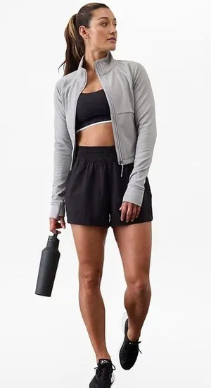 athleta S Mid Rise 3" Run Short lightweight elastic Active wear black 3" inseam thumbnail 1