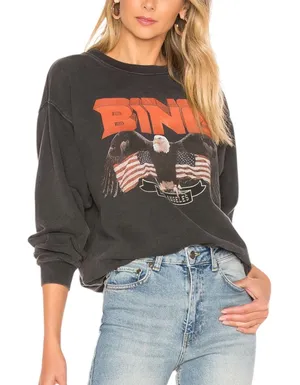 Anine Bing Vintage Bing Eagle Graphic Sweatshirt Black S NWT thumbnail 1