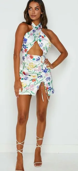 Beginning Boutique Atlantis mini‎ dress white floral thumbnail 1