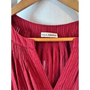 Ulla Johnson Rory Metallic Cotton Long Sleeve Mini‎ Dress Ruby Red Size 4 thumbnail 5