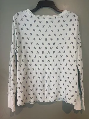Victoria's Secret Waffle Knit Pajama set M Green Logo Soft Coquette thumbnail 6