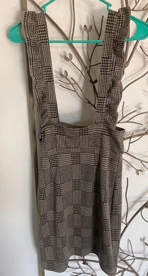 Plaid ruffle sleeve dress Brown Size L thumbnail 1