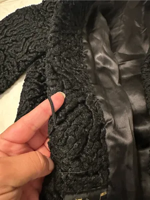 Lustrelam by Halldon LTD Vintage Curly Persian Classic Black Peacoat - Size M? thumbnail 7