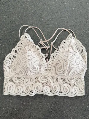 PINK Victoria's Secret Lace Crisscross Bralette - Cream size M thumbnail 3