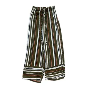 Womens Umgee Wide Leg Striped Pallazo Cropped Drawstring Pull-On Pants - Sz S thumbnail 4