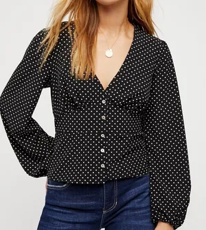 FREE PEOPLE Love Street Top In Black thumbnail 1