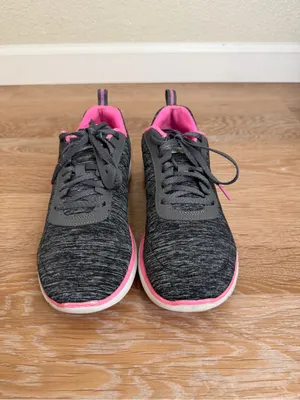 Skechers Flex Appeal Gray Pink Athleisure Sneakers, Size 8 thumbnail 6