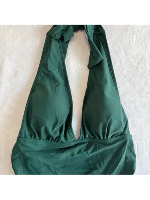 Cupshe NEW Women's Green Ruched Halter Top Swimsuit Swimwear Size Large #26034 thumbnail 5