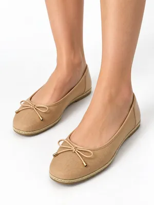 A New Day Beige Mesh Bow Espadrille Ballet Flats Balletcore Coquette Ballerina thumbnail 1