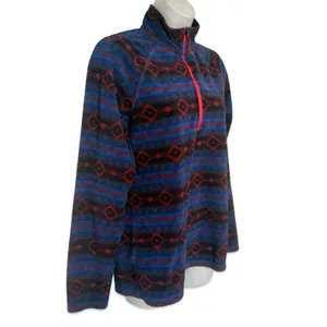 Eddie Bauer Blue Red Southwest Aztec 1/4 Zip Pullover Sweatshirt Fleece size M thumbnail 9