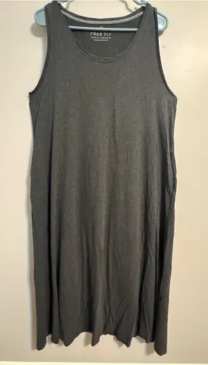 Free‎ Fly sleeveless Maxi grey bamboo cotton dress Women's XL Beach Boat coastal thumbnail 1