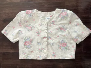 Vintage Enchanté Cropped Floral Jacket Size Large thumbnail 1
