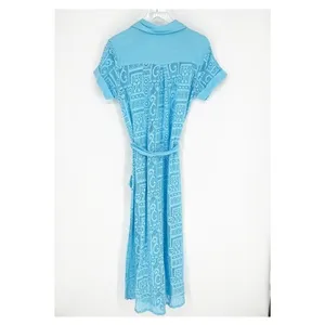 BECCA Mesh Button Down Belted Swim Cover Up Women's‎ Size M Blue Resortwear thumbnail 4