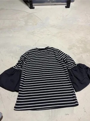 By Anthropologie black and white stripe blouse small thumbnail 7