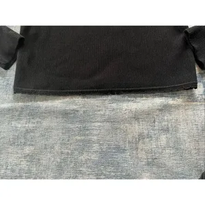 ASTR The Label Black Scallop Trim Ribbed Knit Long Sleeve Top XL thumbnail 4