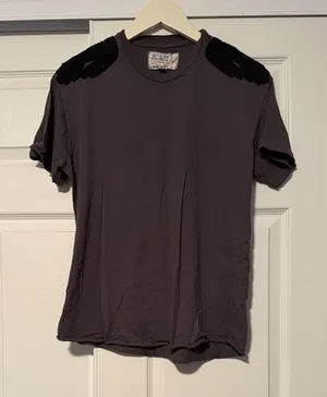 SANDRINE ROSE Women's Gray The Vintage Crew‎ Tee Shirt Embroidered Festival thumbnail 1
