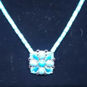Turquoise Beaded Blue Necklace Blue thumbnail 2