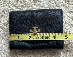 New condition Tory Burch black leather turn lock mini wallet thumbnail 7