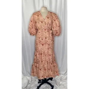 NWT!! Anthropologie HUTCH V-Neck Tiered Wrap Dress Geometric Blockprint Large thumbnail 3