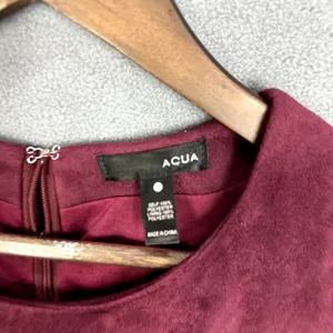 Aqua Faux Suede Mini‎ Dress Womens Small Red Short Sleeve Edgy Date Night thumbnail 2