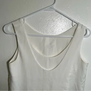 Vetiver Women's Sleeveless Blouse White Scoop Neck Faux Wrap Lined Boxy‎ thumbnail 2
