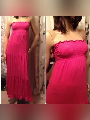 Decree Coral Maxi Dress | Smocked Strapless Summer Beach Dress | Cover-Up | M thumbnail 2
