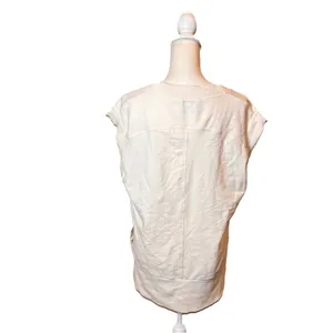 Athleta Retroterry V-Neck Sleeveless Sweatshirt Tee Ivory White Size M‎ thumbnail 3