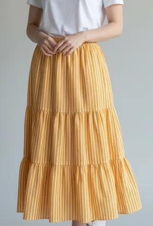 Pact striped maxi skirt yellow white medium thumbnail 1