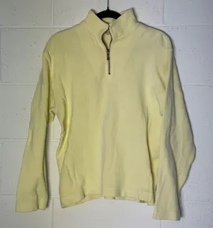 Tommy Bahama Womens Pastel Yellow Quarter Zip Pullover Sweatshirt‎ Size M thumbnail 1