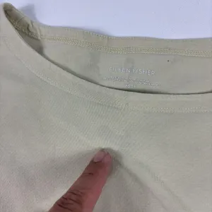 Eileen Fisher Shirt Womens XS Beige Crewneck Short Sleeve Cotton Spandex Basic‎ thumbnail 3