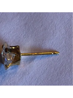 Gold Plated Sterling Silver L 925 Princess Cut Dainty Stud Earrings thumbnail 6