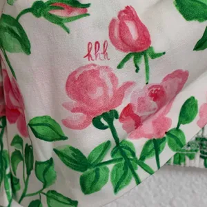 NWT Hill House Home Puff Sleeve Floral Bow Crop‎ Top in White/Pink thumbnail 8