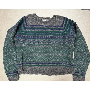 GAP 100% Wool Striped‎ Crewneck Sweater Xl Fair Isle Crop Mom Y2k thumbnail 7