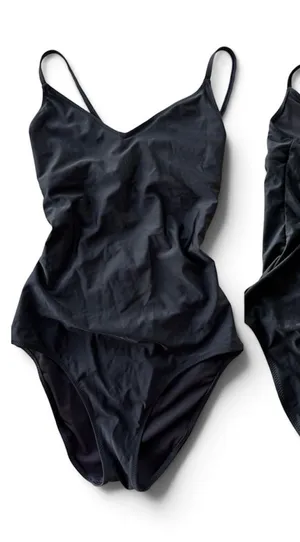 Aerie Viral Black Strappy One-Piece Swimsuit Size Medium Long thumbnail 1