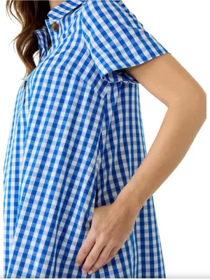 Crown & Ivy Short Sleeve Swing Shirt Dress Blue/White XXL NWT thumbnail 3