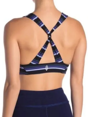 New Free People FP Movement Medium Blue Tonal Stripe Gidget Sports Bra NWT thumbnail 3