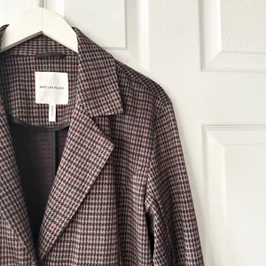 Avec Les Filles Anthropologie Brown Blue Houndstooth Longline Blazer Small 80103 thumbnail 5