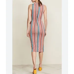 Alice & Olivia Delora colorful vertical striped wrap tie waist midi dress size 2 thumbnail 5