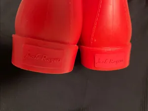 Jack Rogers Red Chelsea Rain Boots with Gold Trim thumbnail 5