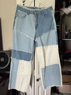 Shein Multicolor Jeans Patchwork Straight Leg thumbnail 1