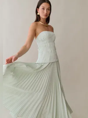 NWT o.p.t Ada Dress size 4 seafoam green strapless pleated maxi Few Moda thumbnail 2