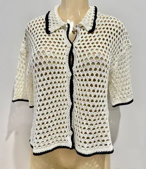 Divided Crochet Cardigan Polo Sweater Sz M Shirt Button Front H&M HM thumbnail 1